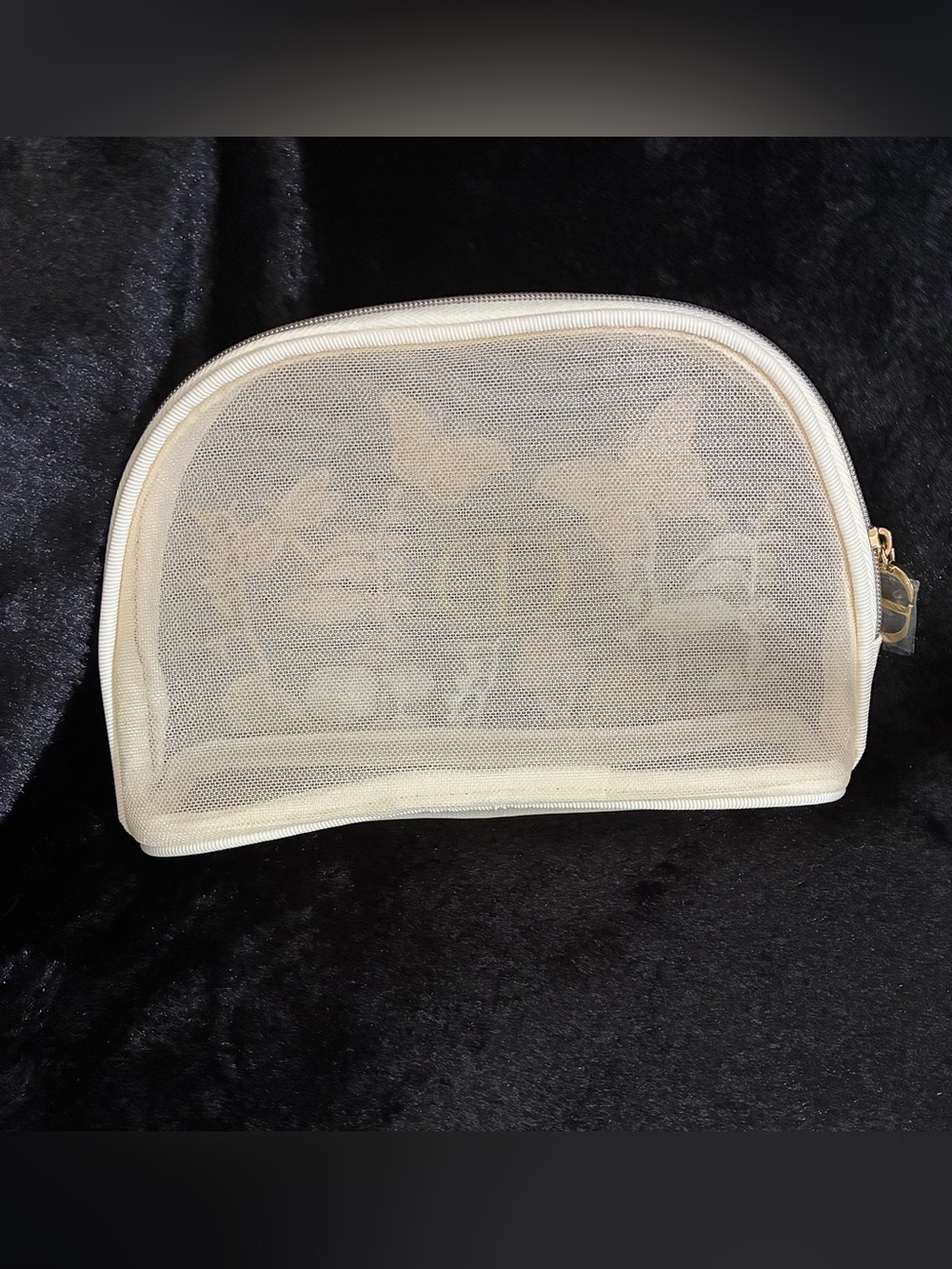 Dior Beige Embroidered Butterfly Cosmetic Pouch with Gold CD Logo - Picture 4 of 9